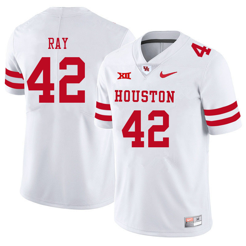 Men #42 Jackson Ray Houston Cougars College Big 12 Conference Football Jerseys Sale-White